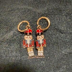 NWOT Festive Nutcracker Earrings with Gold Hoops